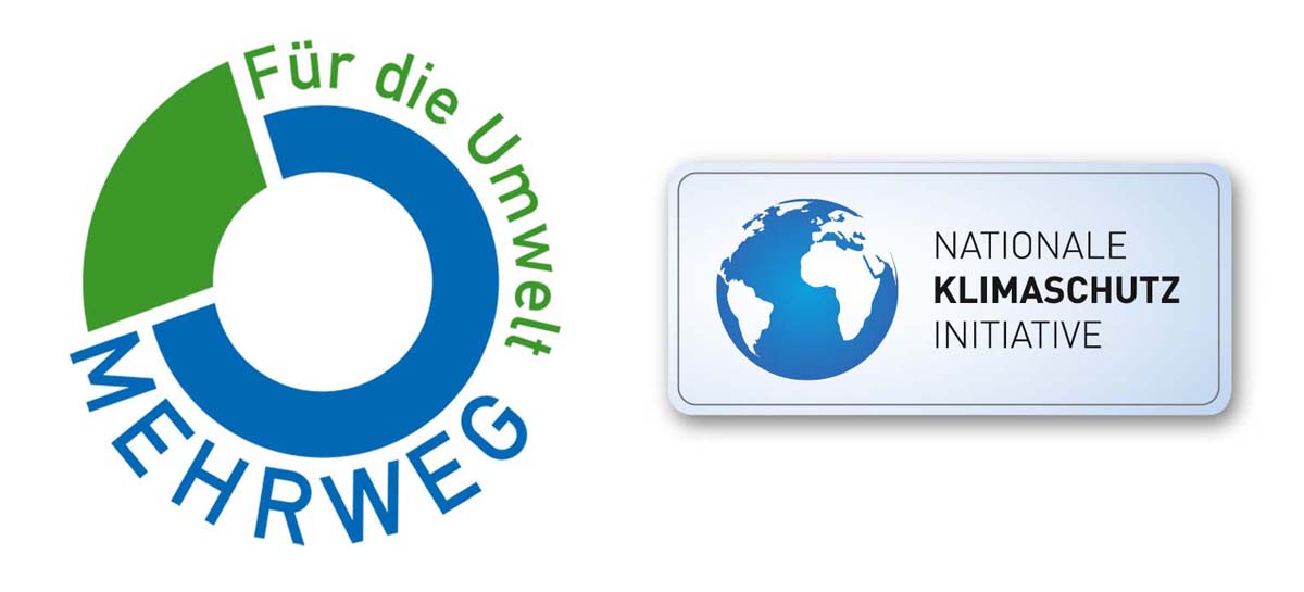 Logos Mehrweg. Für die Umwelt und Nationale Klimaschutzinitiative