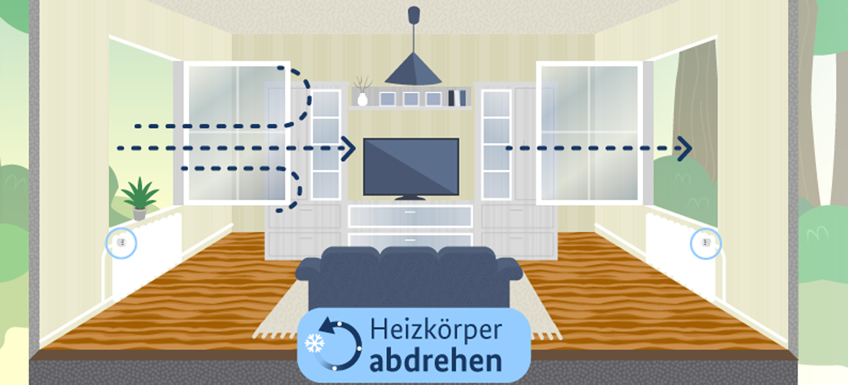 Illustration: Richtiges Lüften im Winter