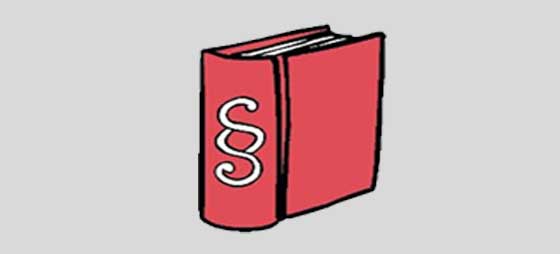 Das ist ein gezeichnetes Buch für Gesetze. Das Zeichen bedeutet Paragraf. Paragrafen sind einzelen kleine Teile von Gesetzen. Viele Paragrafen machen zusammen ein Gesetz.