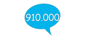 Sprechblase mit der Zahl 910000 darin