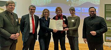 Von links: Guido Puhlmann, Leiter der Biosphärenreservatsverwaltung, Staatssekretär Dr. Steffen Eichner, Bundesumweltministerin Steffi Lemke, Prof. Dr. Sabine Tischew, Christiane Hönicke, Generalsekretär Alexander Bonde