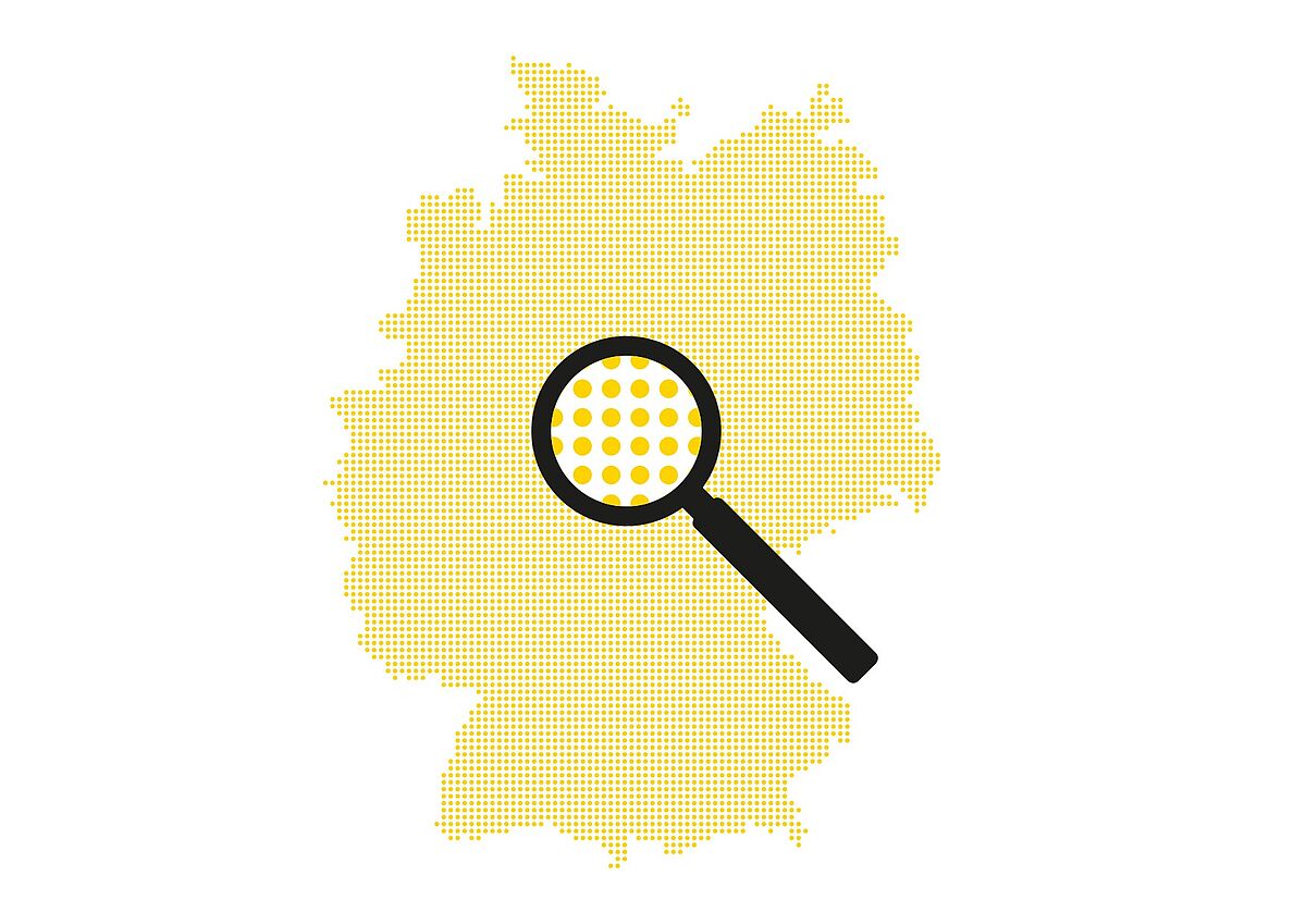 Infografik: Deutschlandkarte mit einer Lupe