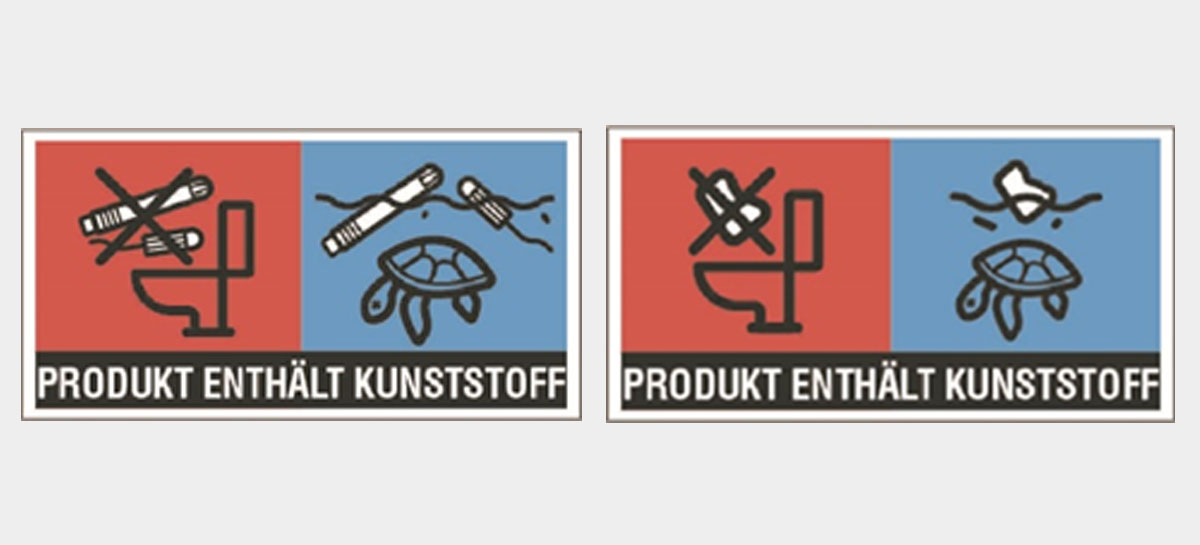 Kennzeichnung Produkt enthält Kunststoff bei Monatshygiene und Feuchttüchern